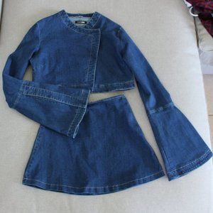 Denim Skirt and Crop Top Set